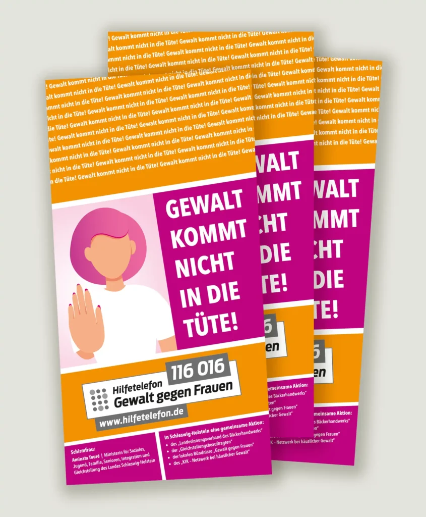Brötchentüte, die anlässlich des Internationalen Tags gegen Gewalt an Frauen und Mädchen am 25. November in ganz Schleswig-Holstein verteilt wird.